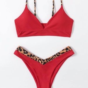 Red leopard bikini